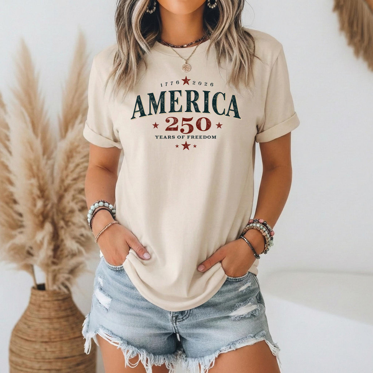 250 Years Freedom Bella Canvas Retro American Flag Usa Flag 4th July Proud Patriotic American