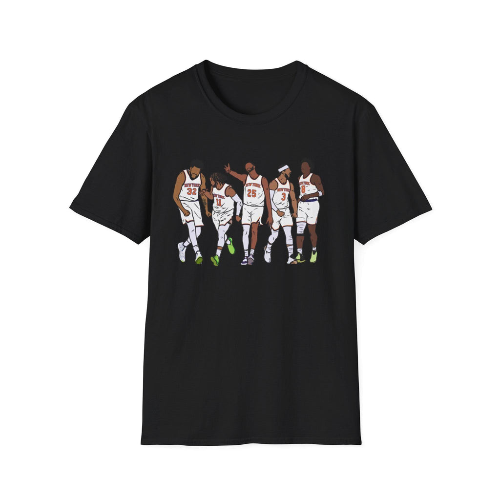Knicks Starting Five Team York Art Squad Goals White Tee Softstyle Black Champs East