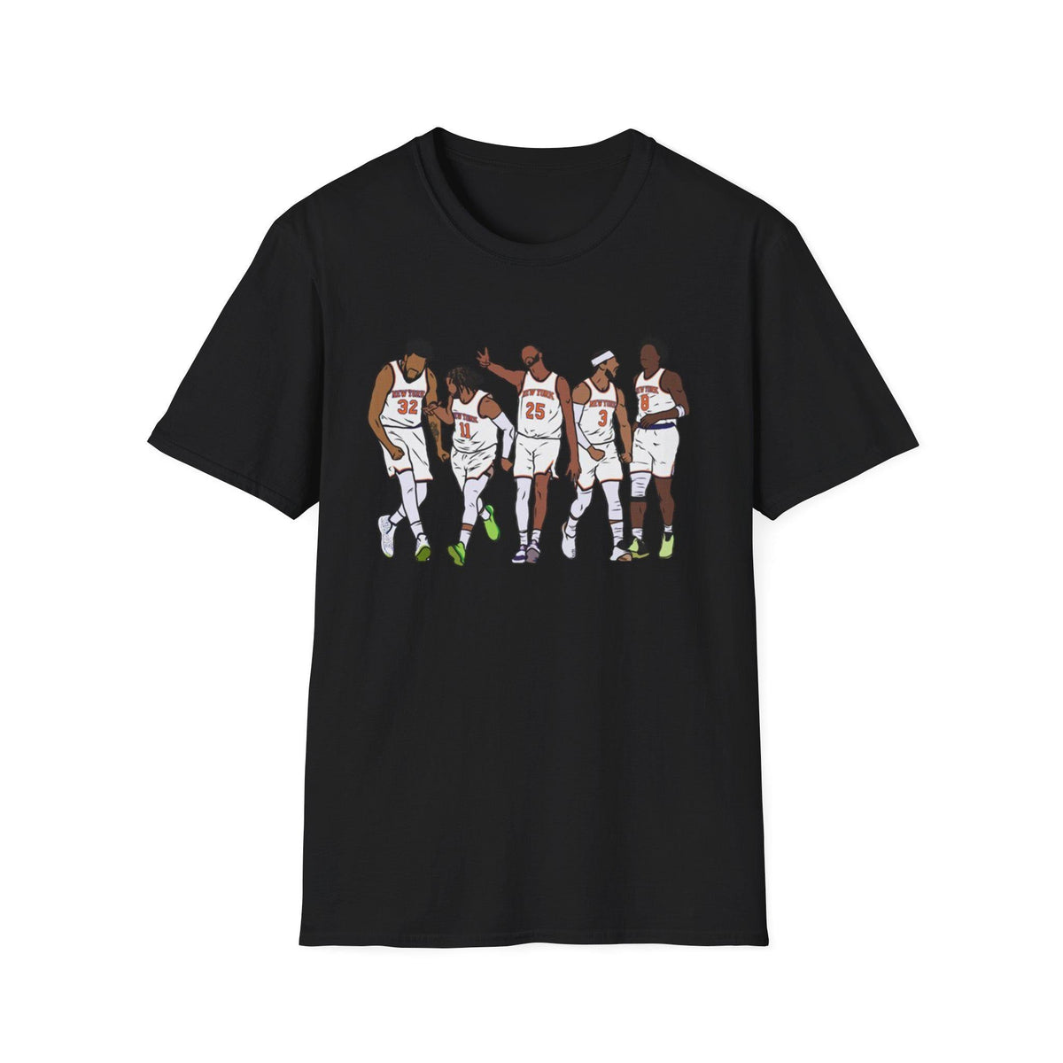 Knicks Starting Five Team York Art Squad Goals White Tee Softstyle Black Champs East