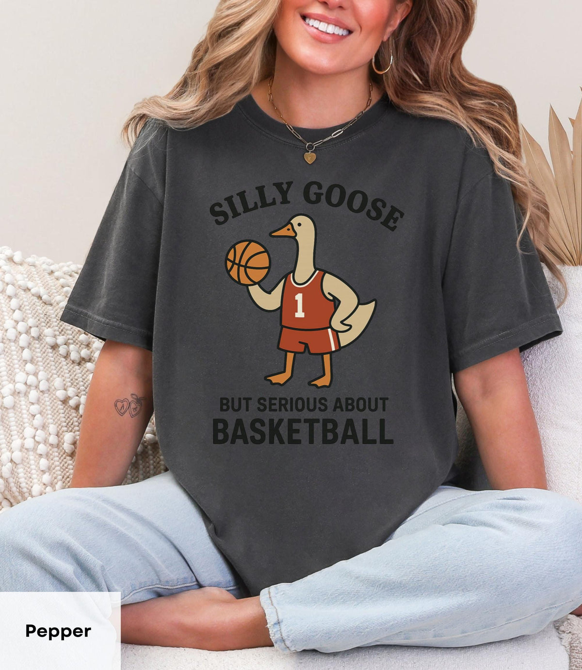 Silly Goose Basketball Goose Playing Basketball Tee Unisex