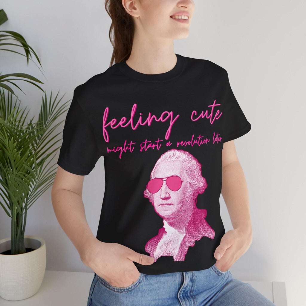Washington Portrait Tee Pink Sunglasses Revolution Humor