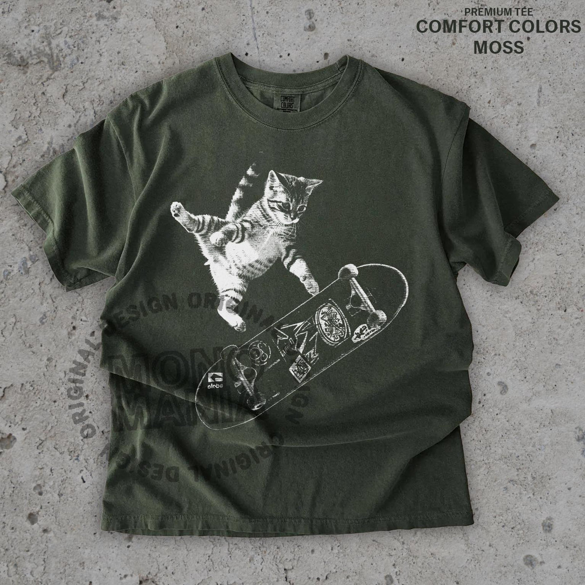 Retro Skateboarding Cat Vintage Kitten Punk Streetwear Tee Y2k Oversized