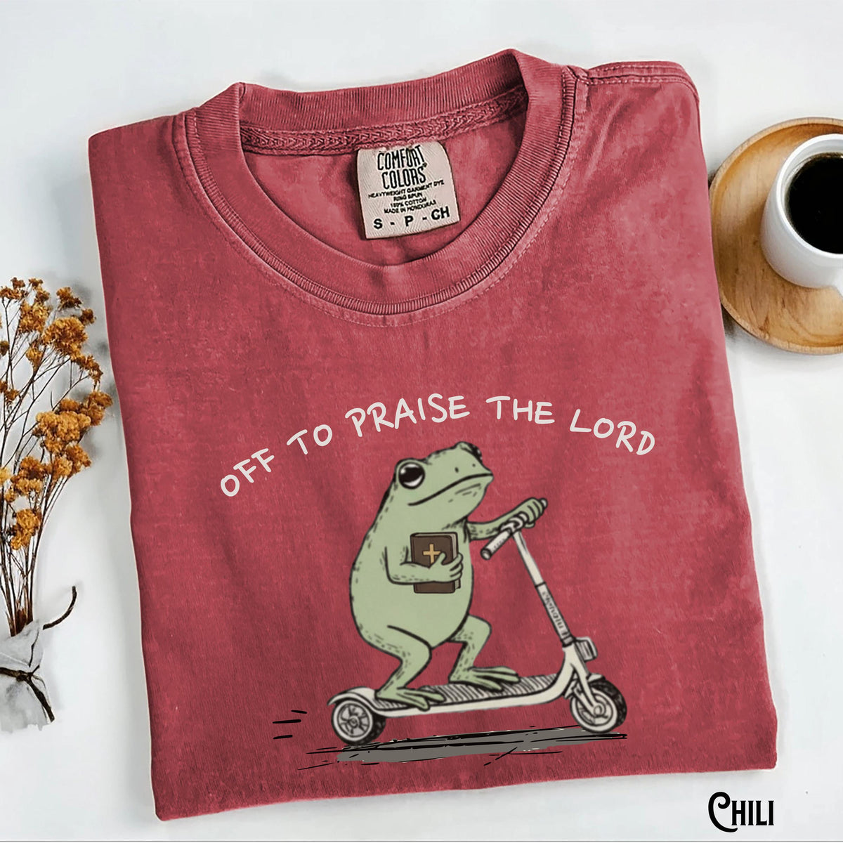 Comfort Colors Christian Garment-Dyed Tee Frog Off Praise Lord Bible Study Jesus Church Faith Humor