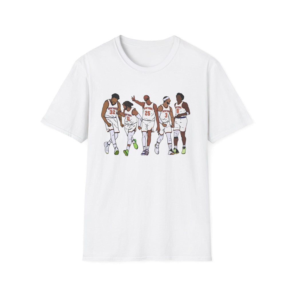 Knicks Starting Five Team York Art Squad Goals White Tee Softstyle Black Champs East