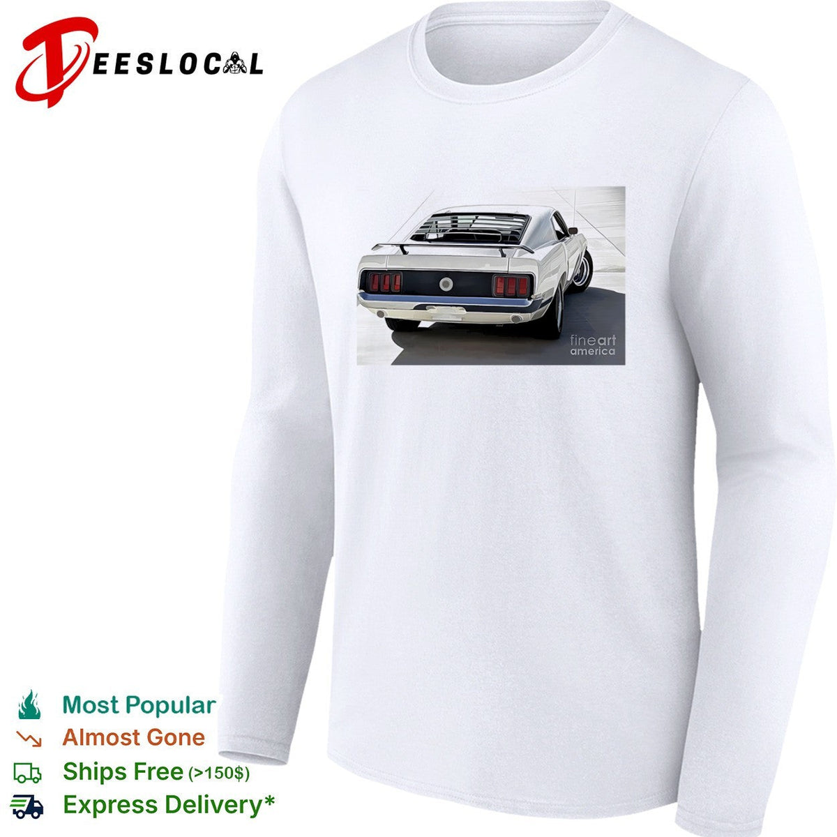 1969 Ford Mustang Fastback Classic Muscle Car Rear View shirt Unisex
