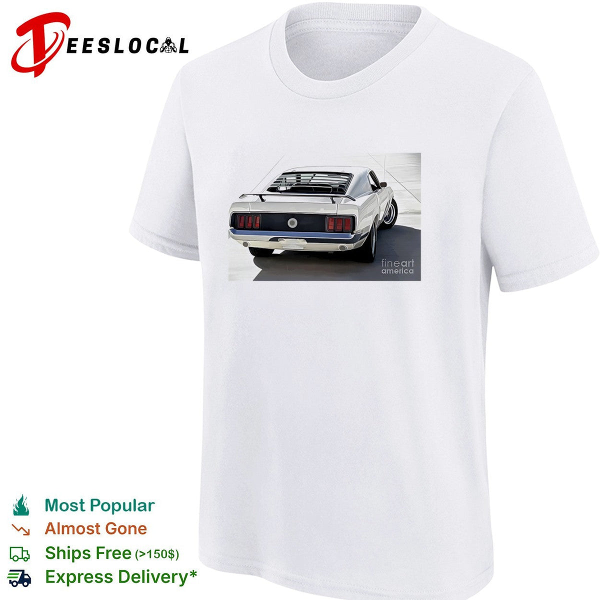 1969 Ford Mustang Fastback Classic Muscle Car Rear View shirt Unisex