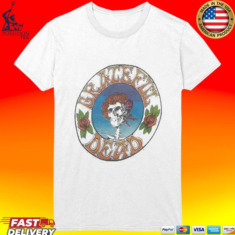 1970s Grateful Dead Bertha Skull Roses Unisex