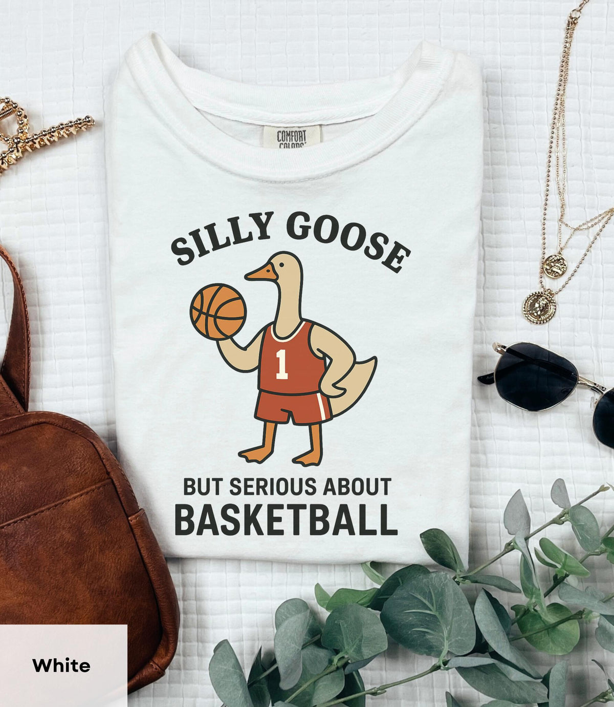 Silly Goose Basketball Goose Playing Basketball Tee Unisex