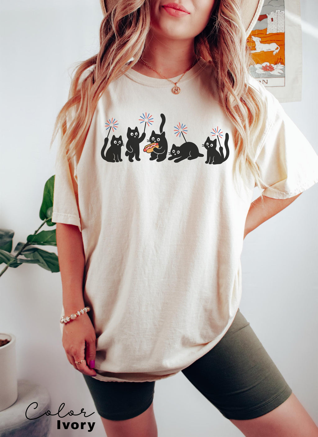4th July Ca Cats Comfort Colors Cat Lovers Cat Mom Usa Patriotic Tee Black Cat Tee Kitten