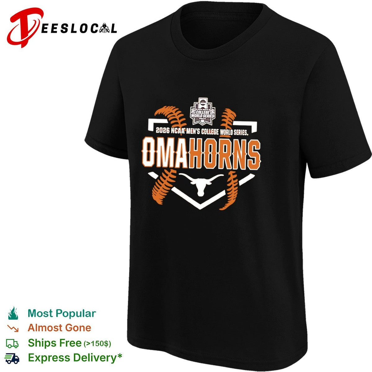 2026 NCAA Men’s College World Series Omahorns Texas Longhorns Baseball Logo shirt Unisex