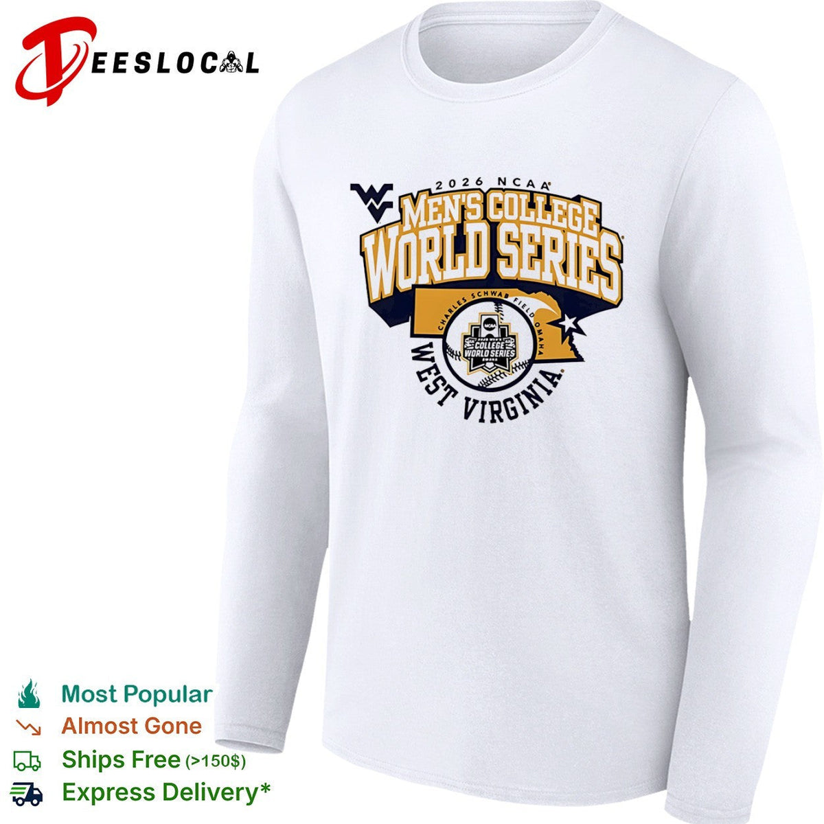 2026 NCAA Men’s College World Series West Virginia Mountaineers Omaha baseball shirt Unisex