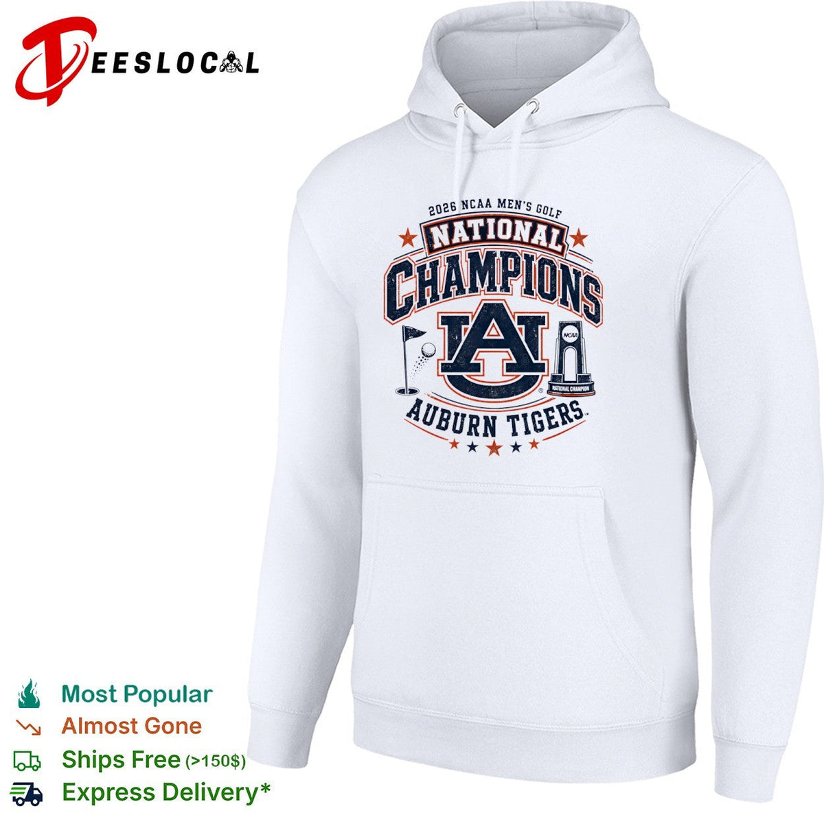 2026 NCAA Men’s Golf National Champions Auburn Tigers Logo Trophy Golf Ball shirt Unisex