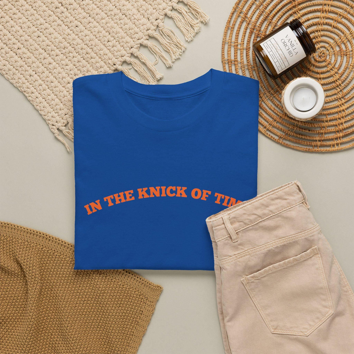Knick Time Ny Basketball Pun Tee Sports Fan Blue Orange Game Day Pop Culture