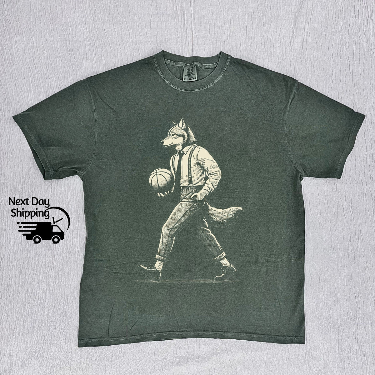 Retro Wolf Man Basketball 90s Basketball Lovers Vintage Vintage 90s Washed Distressed Basketballer