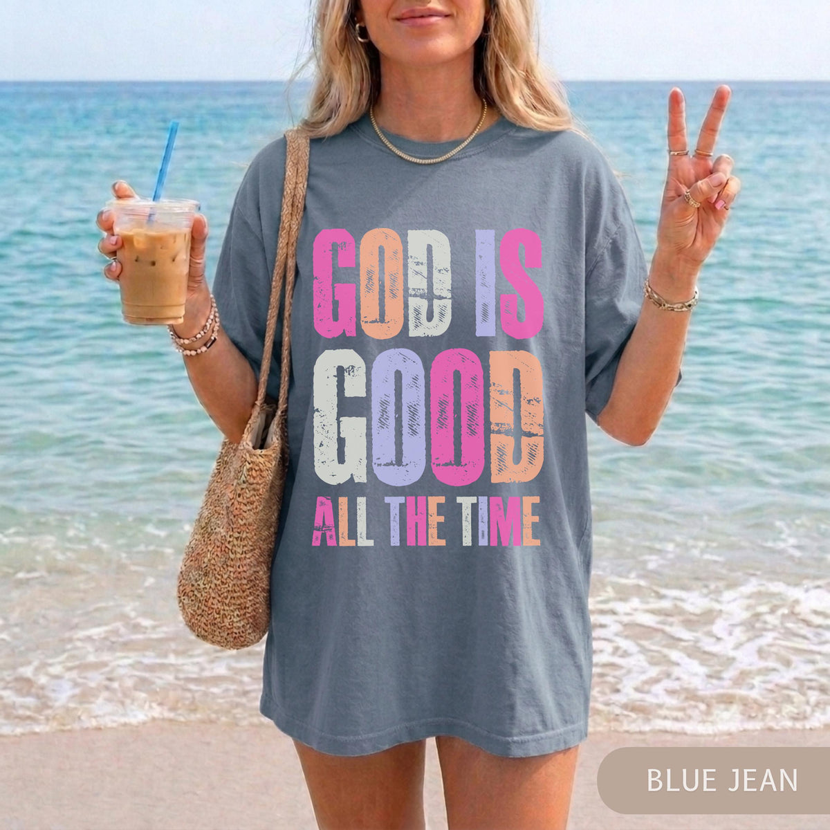 Comfort Color God Good Time Summer Christian Bible Verse Quote Religious Tees