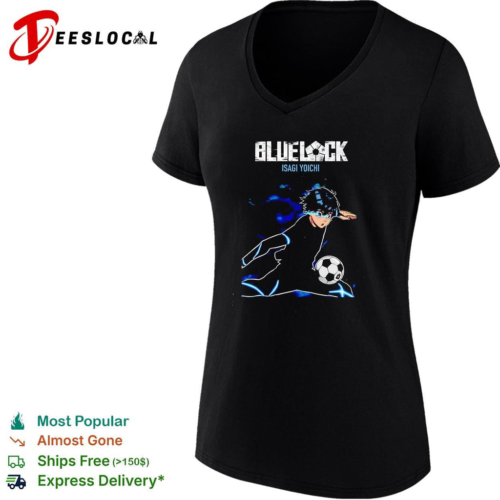Blue Lock Isagi Yoichi silhouette kicking soccer ball illustration poster shirt Unisex