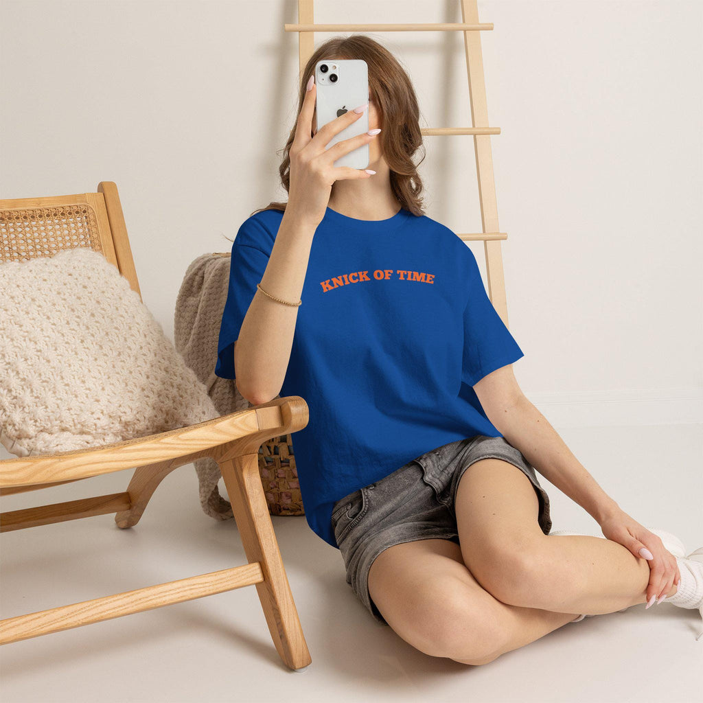 Knick Time Ny Basketball Pun Tee Sports Fan Blue Orange Game Day Retro Pop Culture