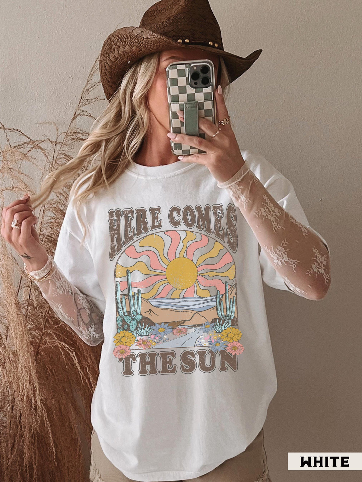 Here Comes Sun Comfort Colors Retro Desert Sunset Boho Western