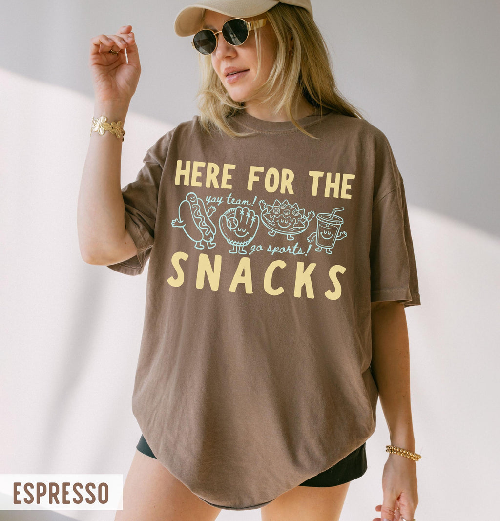 Comfort Colors Here Snacks Doodle Yay Team Go Sports Baseball Tee