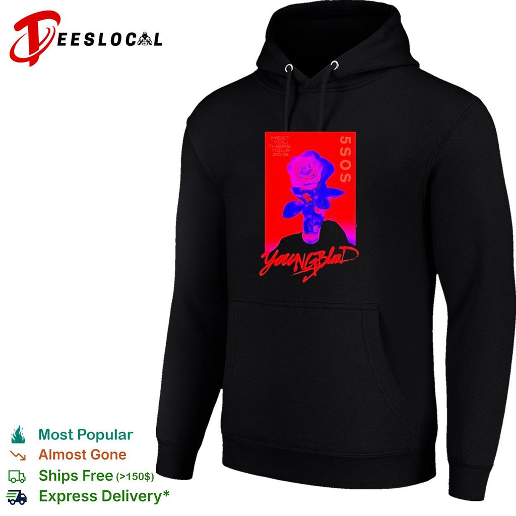 5SOS Meet You There Tour 2018 Youngblood Rose Red Aesthetic Band Concert Music shirt Unisex