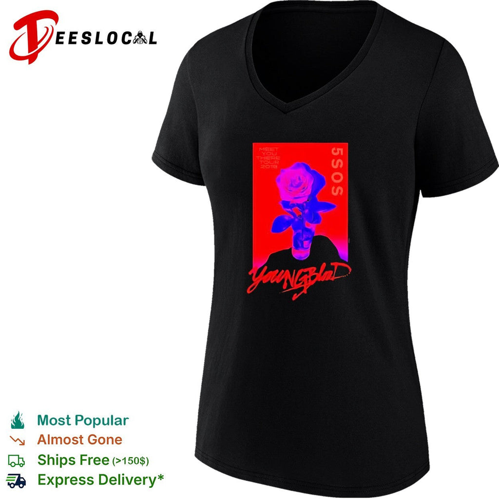 5SOS Meet You There Tour 2018 Youngblood Rose Red Aesthetic Band Concert Music shirt Unisex