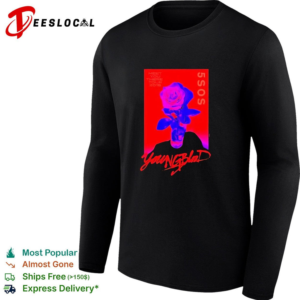 5SOS Meet You There Tour 2018 Youngblood Rose Red Aesthetic Band Concert Music shirt Unisex