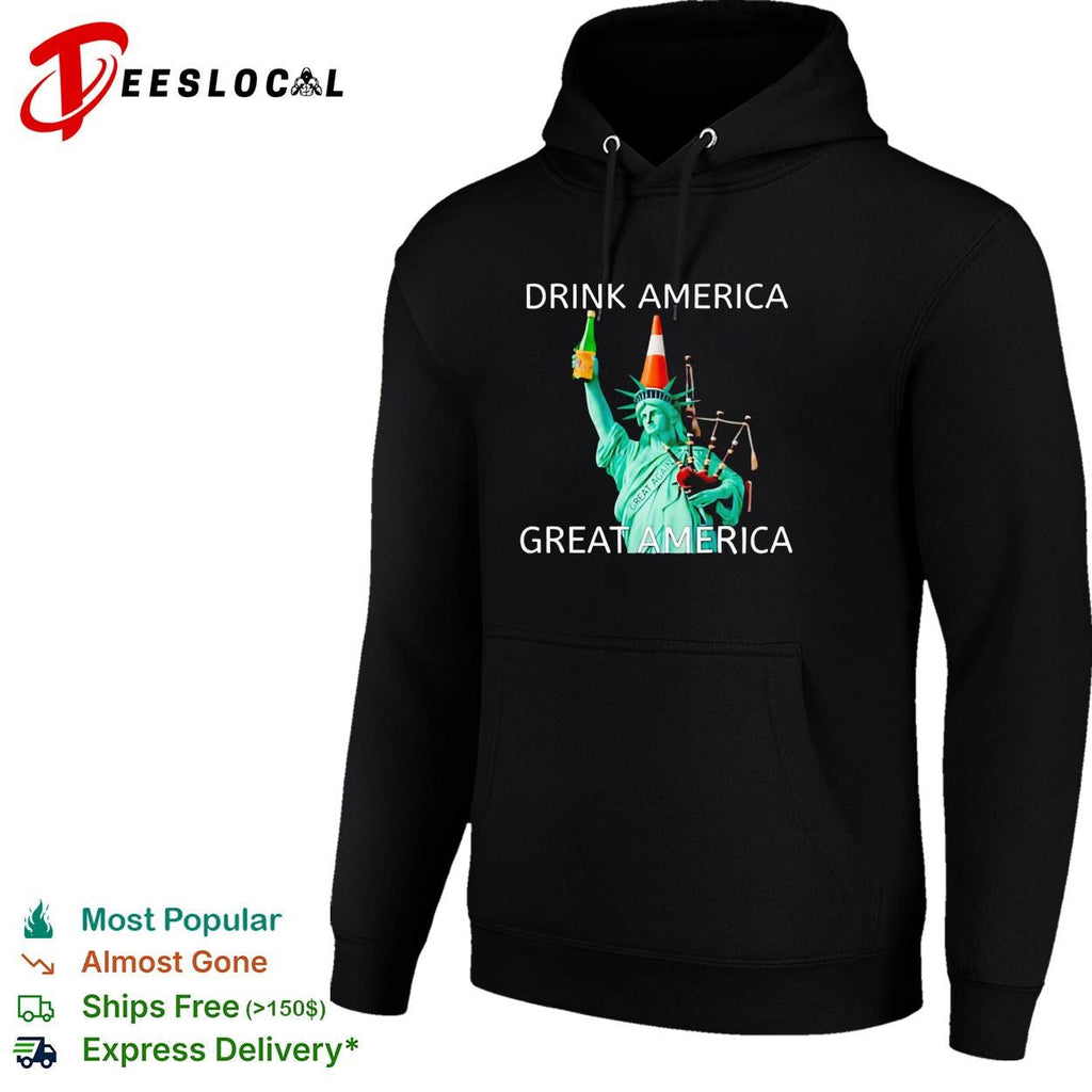 Drink America great America Statue of Liberty traffic cone funny graphic shirt Unisex
