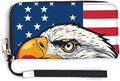 Bald Eagle Head on US Flag PU Leather Clutch Long Bifold Wallet, Coin Purse Credit Pass Case, Durable Card-Holder Money Storage for Women Men