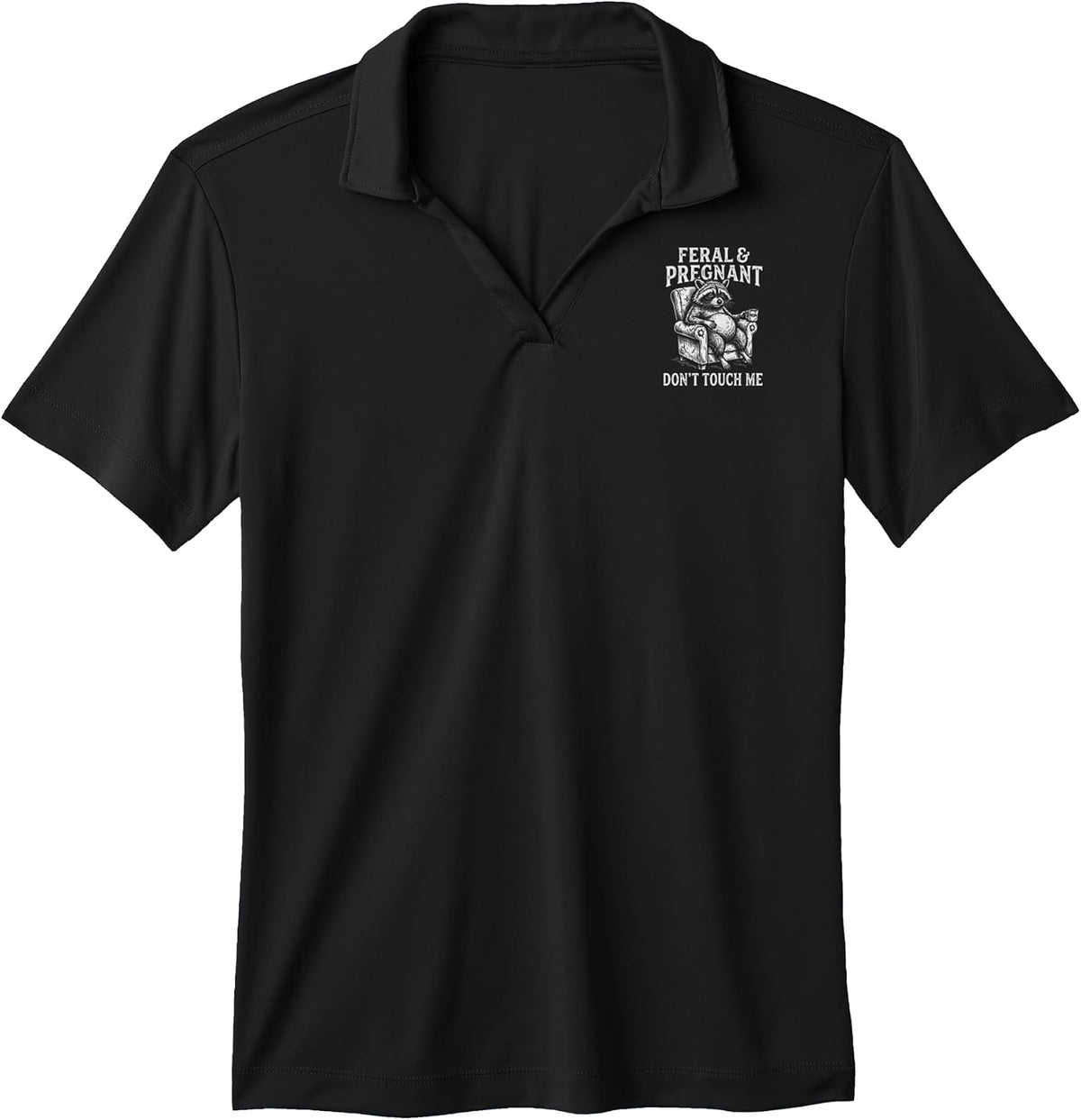 Women's Feral and Pregnant Racoon Shirt Funny Maternity Mom to Be Performance Polo Shirt