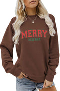 Merry Mama Sweatshirt Funny Christmas Mom Shirt Women Retro Crewneck Xmas Holiday Sweater Winter Vibes Pullover Tops