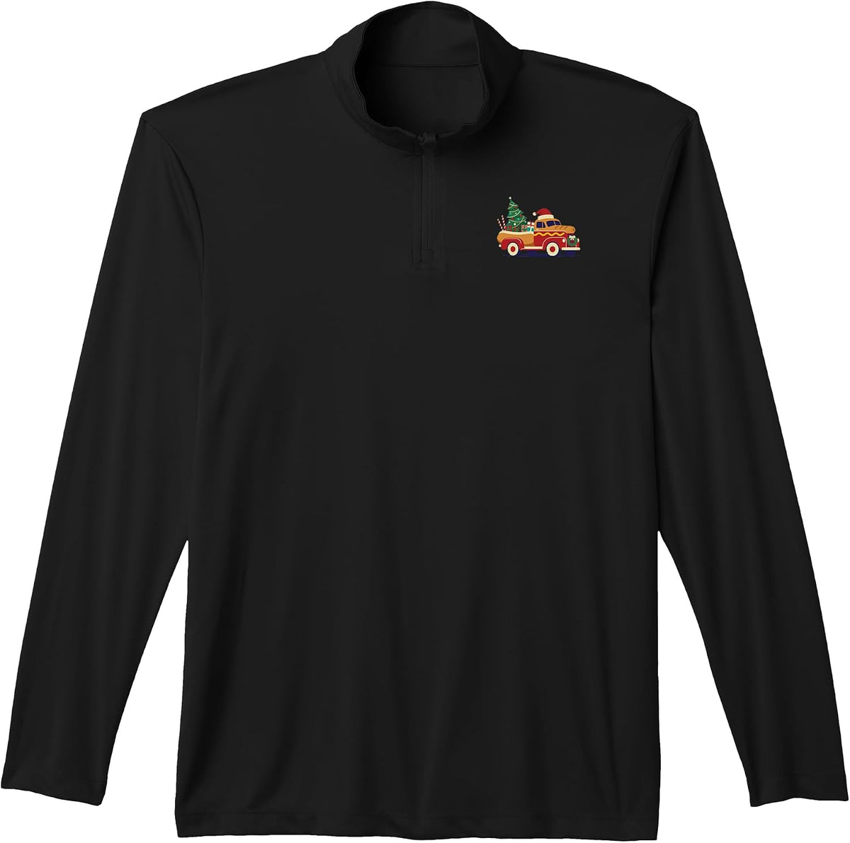 Festive Vintage Christmas Truck Tree Presents Holiday Season Performance Quarter-Zip Top