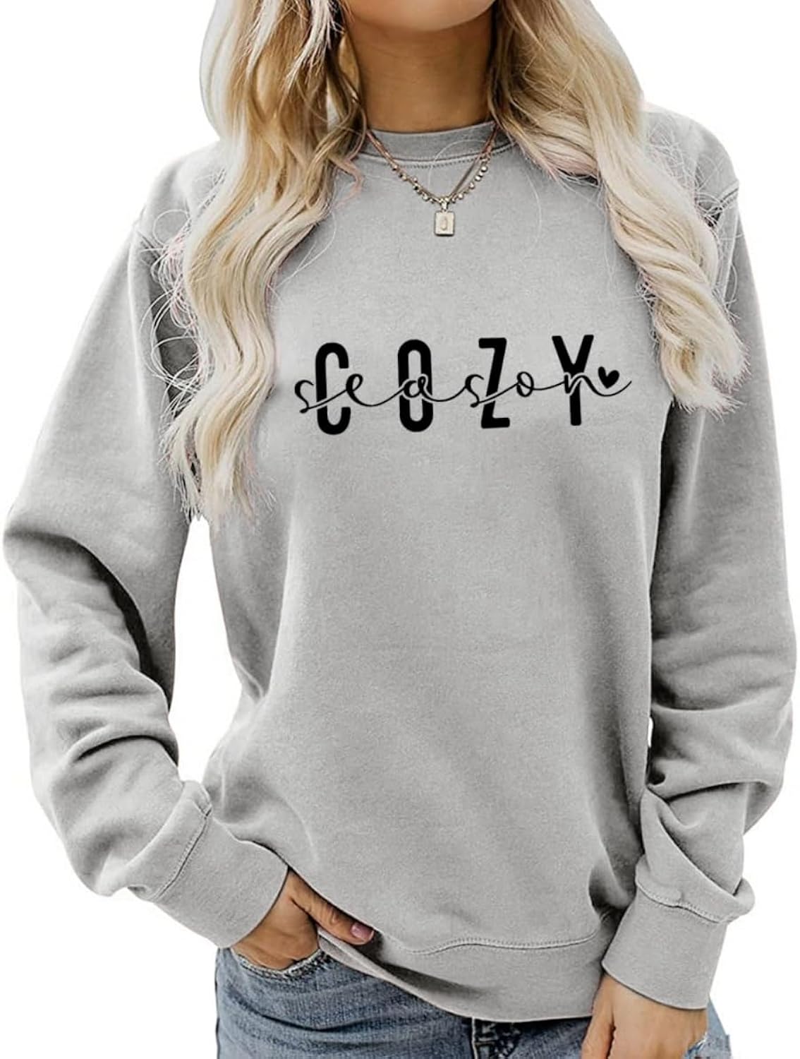 Cozy Season Sweatshirt For Women,Funny Crewneck Autumn Pullovers Fall Tops Comfy Long Sleeve Shirt Cozy Vibes Sweater