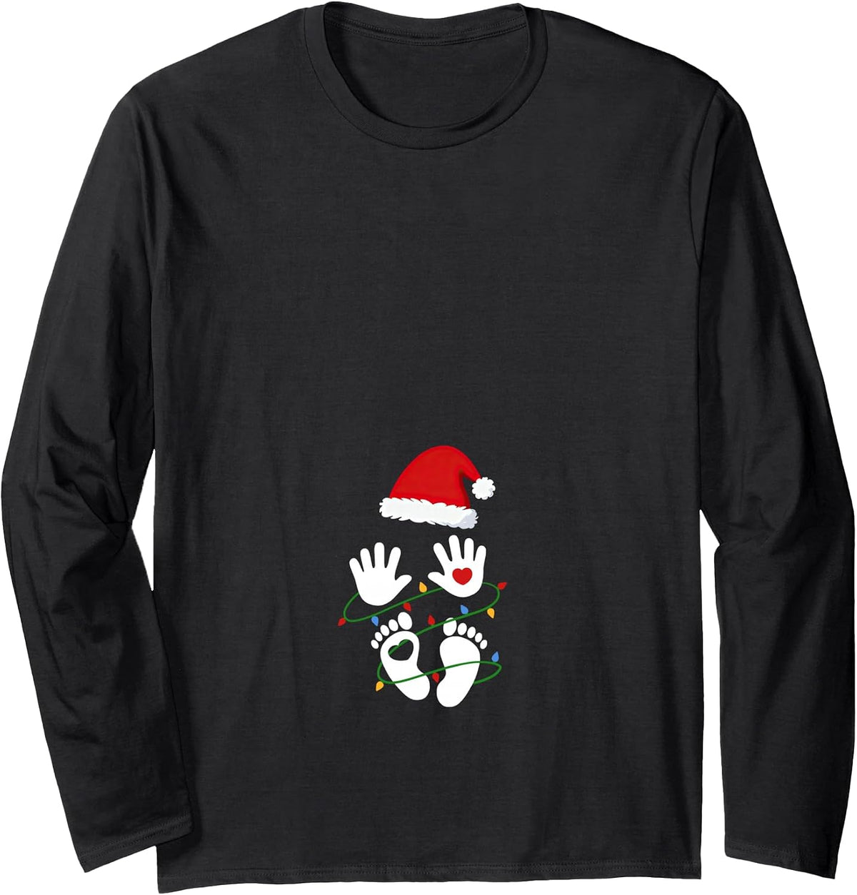 Christmas Pregnancy Baby Reveal Santa Hat Mom to Be New Mama Long Sleeve T-Shirt