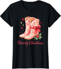 Howdy Christmas Cute Western Cowgirl Boots Holiday T-Shirt