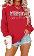 Christmas Sweatshirts for Women Merry and Bright Sweatshirt Merry Christmas Letter Print Shirt Holiday Crewneck Pullover Tops
