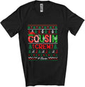 Personalized Custom Name Cousin Crew; Adorable Christmas Sweater Candy Canes Elf; Family Unisex T-Shirt Black