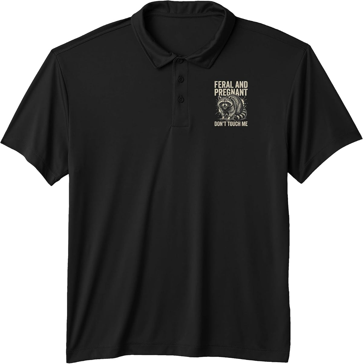 Feral and Pregnant Racoon Shirt Funny Maternity Mom to Be Performance Polo Shirt