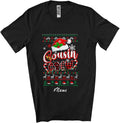 Personalized Custom Name Cousin Crew; Awesome Christmas Sweater Santa Plaid Family Unisex T-Shirt Black