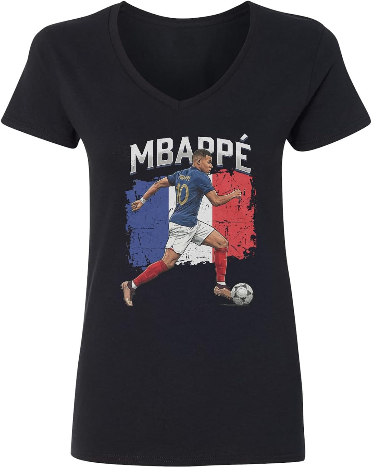 Mbappe Inspired Graphic France Fan Soccer Pride Ladies' V-Neck Tshirt Unisex