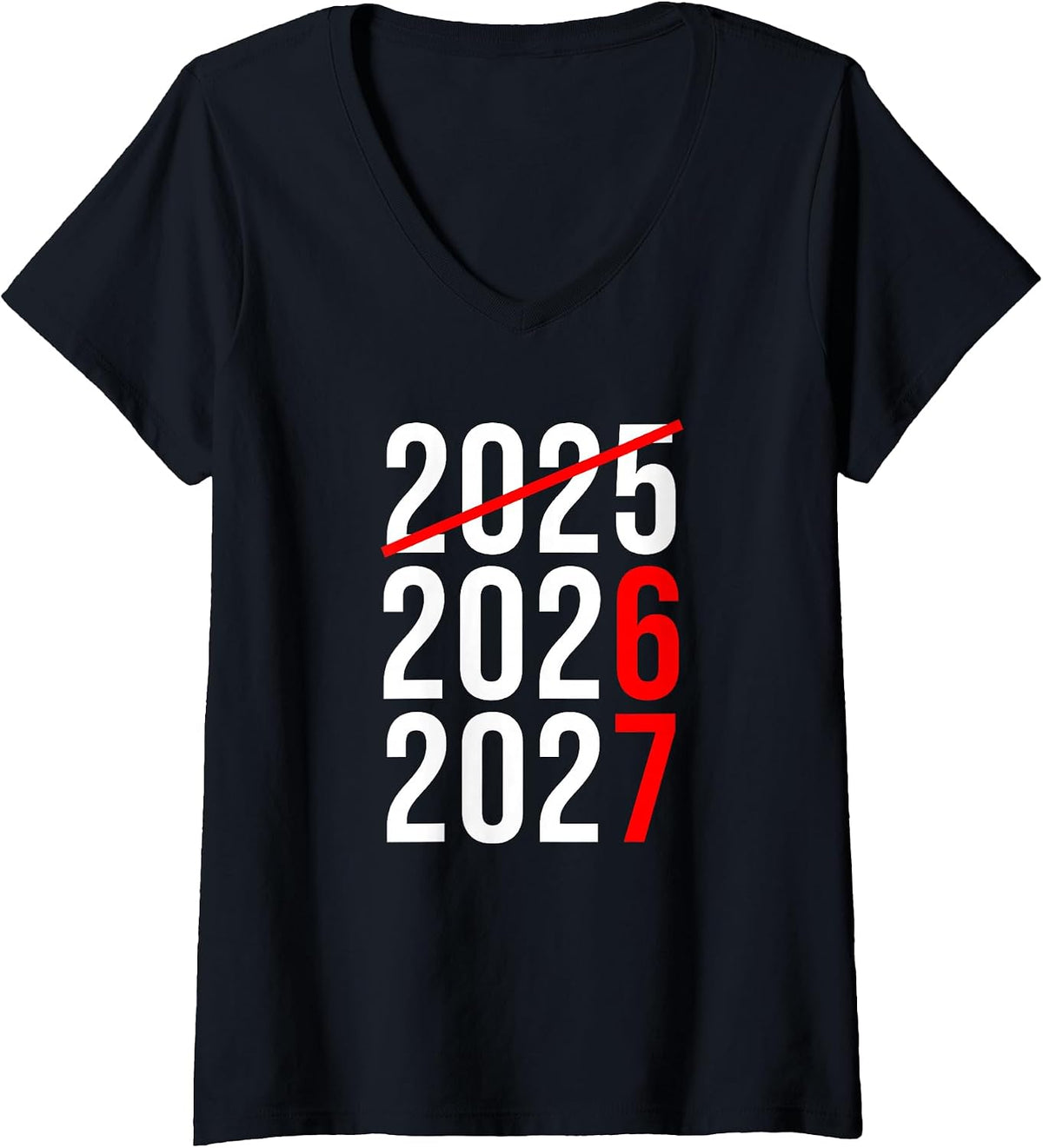 Womens Funny New Year 67 Meme Hello 2026 Goodbye 2025 Waiting 2027 V-Neck T-Shirt