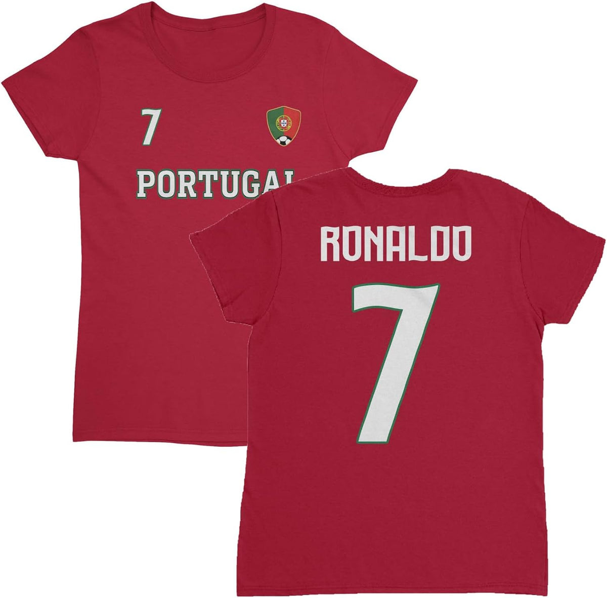Portugal Ronaldo 7 Inspired Soccer Jersey Style Ladies' Crewneck Unisex