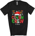 Personalized Custom Name Cousin Crew; Lovely Christmas Lights Santa Reindeer; Family Group Unisex T-Shirt Black