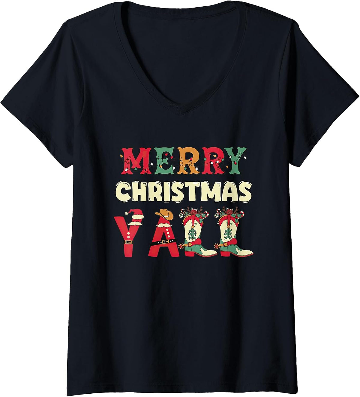Merry Christmas Yall Cowgirl Boots Hat Gifts