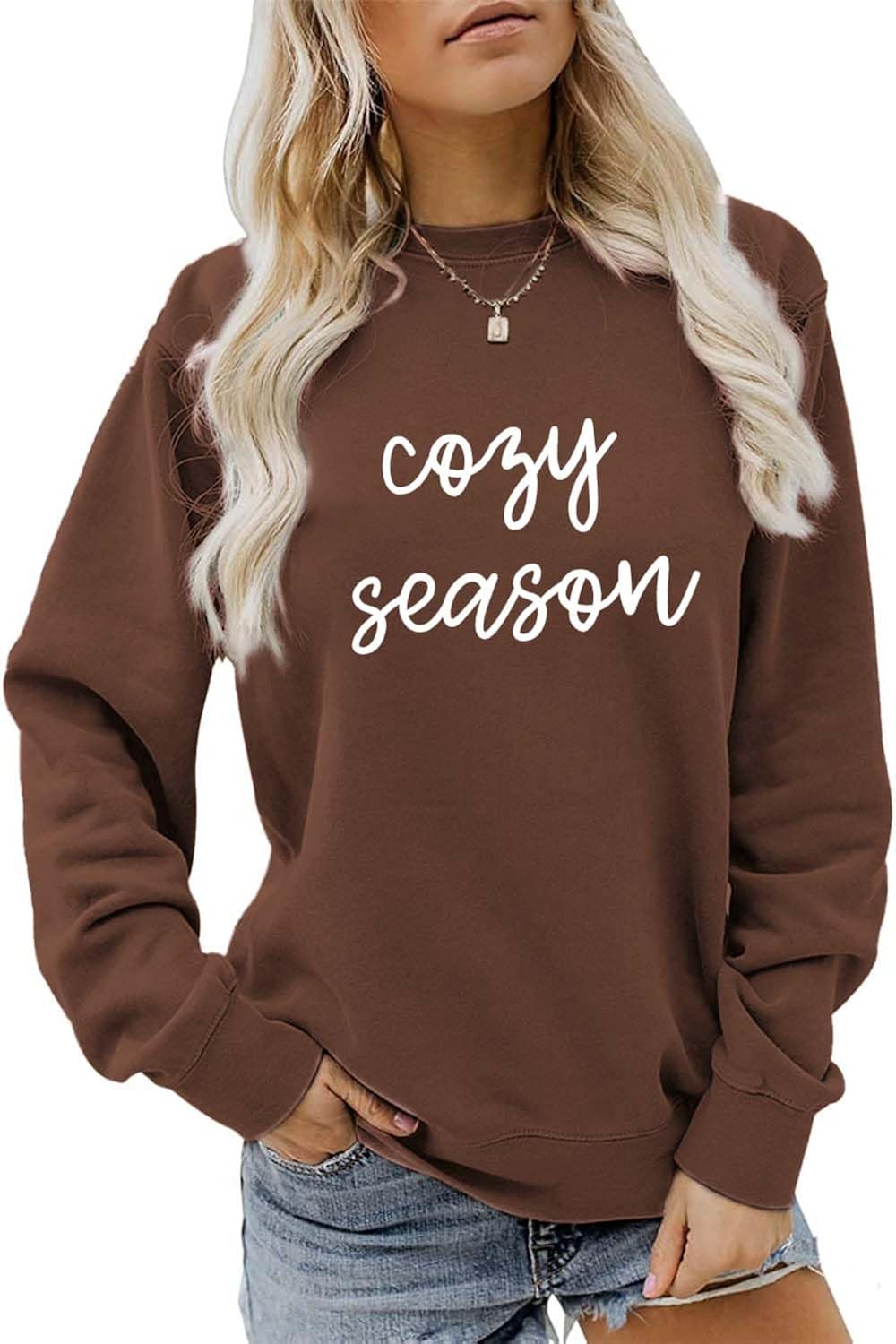 Cozy Season Sweatshirt, Fall Season Sweater Women Funny Long Sleeve Get Cozy Shirt Crewneck Autumn Winter Pullovers