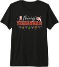 Yeehaw Merry Christmas Cowgirl Western Coquette Pink Bow Premium Tri-Blend T-Shirt