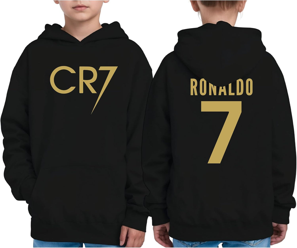 Ronaldo #7 Youth for Boys & Girls | Gold Edition Front & Back Print | Kids GOAT Soccer Fan