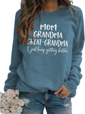 MOM Grandma Great-Grandma Sweatshirt, Grandma Pullover Tops Women Casual Crew Neck Long Sleeve Graphic Sweatshirt