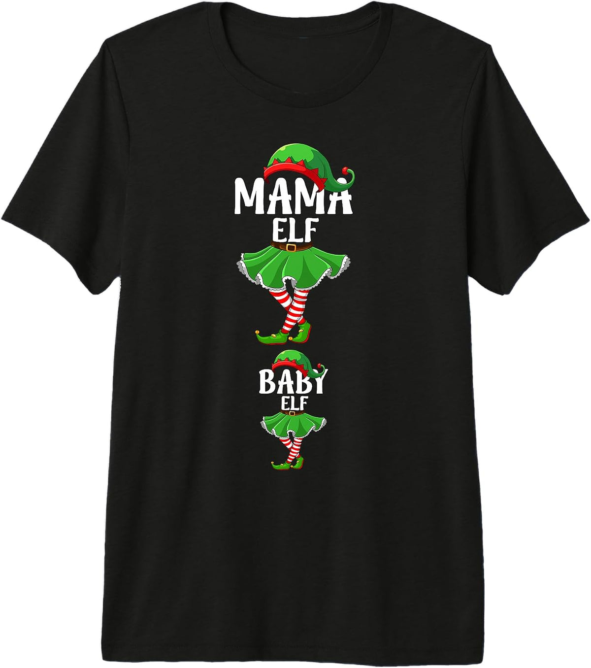 Mama Elf Christmas Pregnancy Announcement Pregnant Elf Xmas Premium Tri-Blend T-Shirt