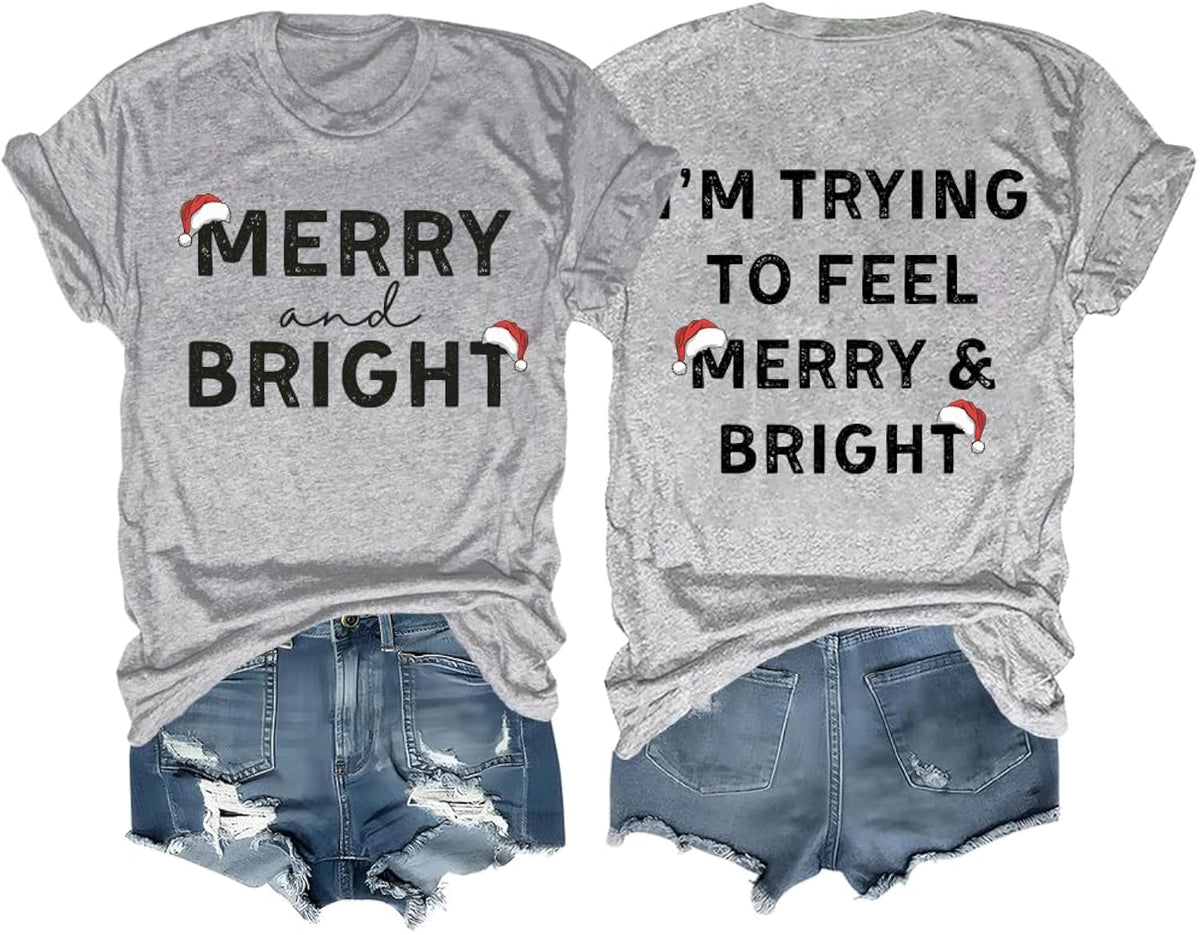 I'm Trying to Feel Merry and Bright Couples Shirt Christmas Couples T Shirts Unisex