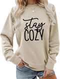 Stay Cozy Sweatshirt Women Winter Indoorsy Long Sleeve Shirt Vintage Cozy Season Crewneck Casual Pullovers Fall Tops